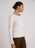 Long Bell Sleeve Rib Crew Tee - Winter White