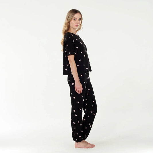 Sun Lover PJ Set - Black Hearts