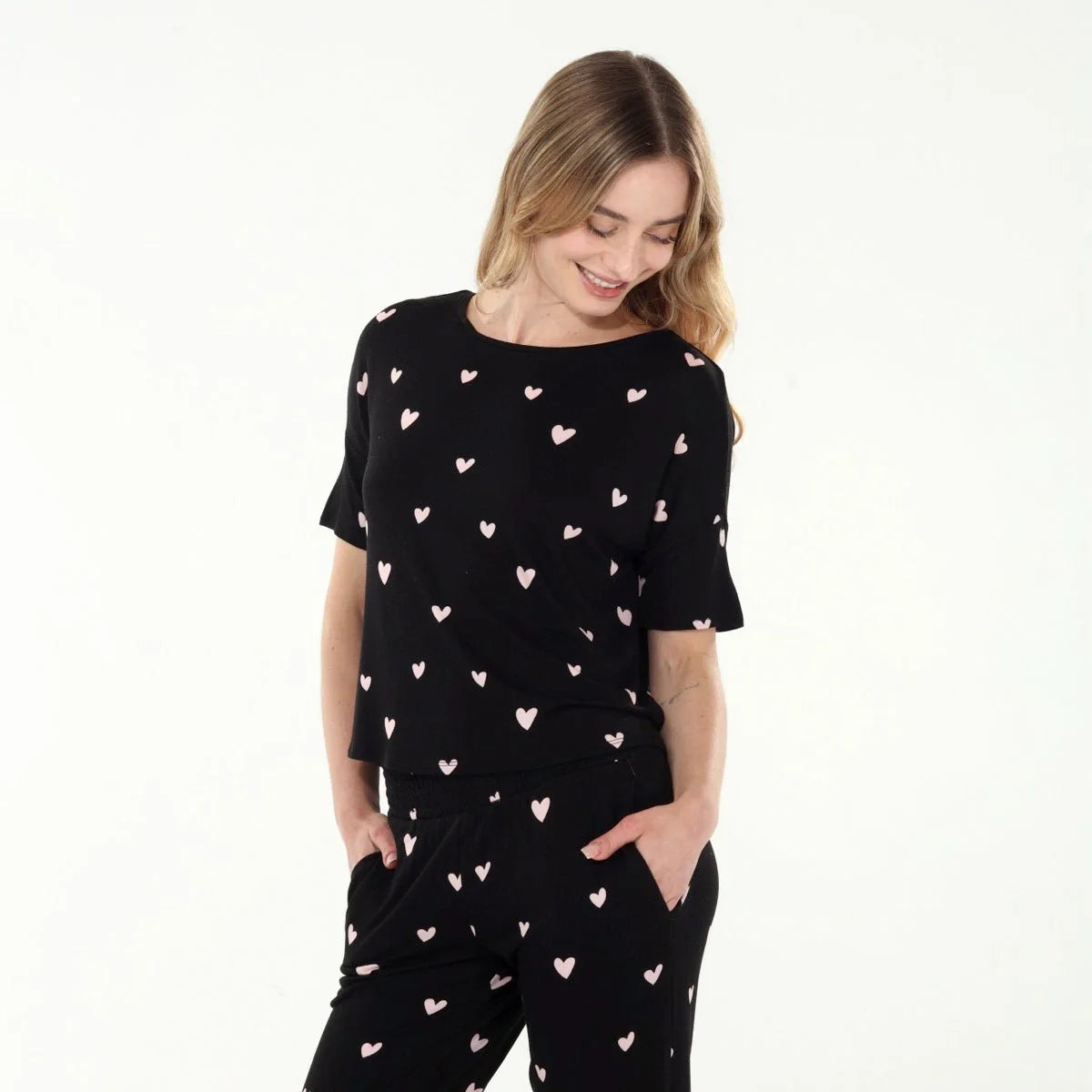 Sun Lover PJ Set - Black Hearts