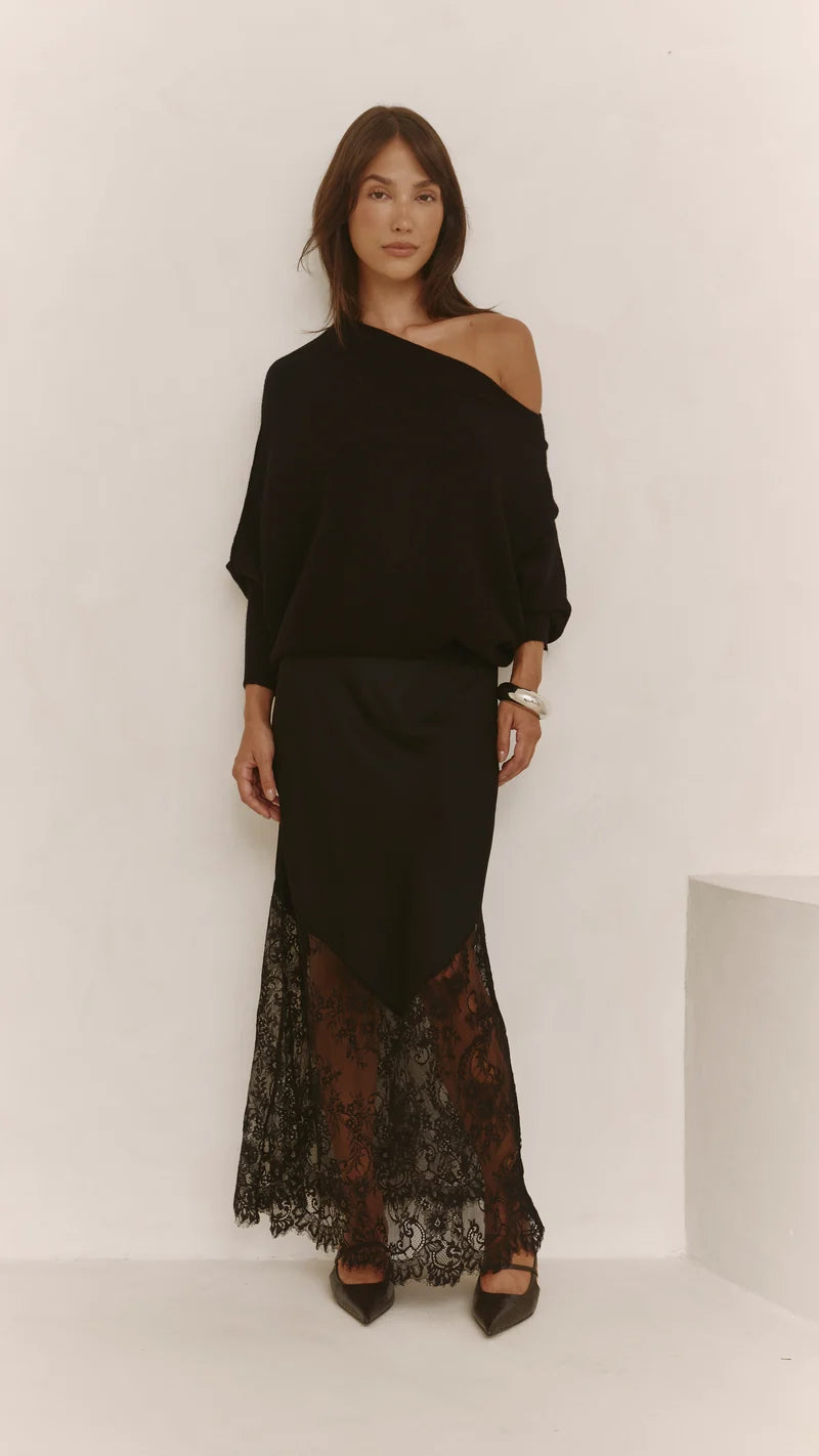 Solene Lace Skirt - Black