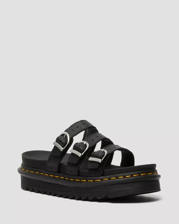 Blaire Leather Slide Sandals - Black Hydro Leather – Premium Blaire Leather Slide Sandals - Black Hydro Leather – Premium