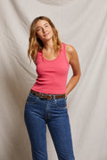 Blondie Structured Rib Bra Friendly Tank - Pink Bloom