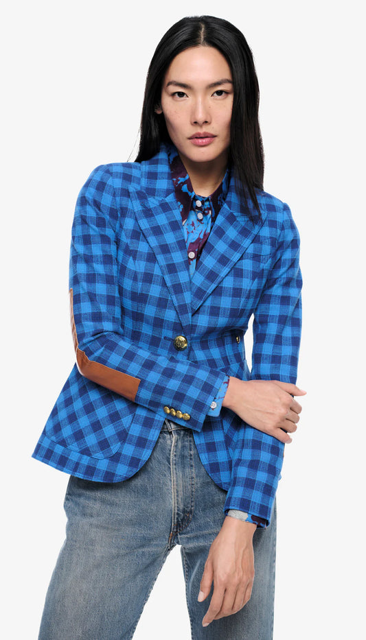 Patch Pocket Duchess With Elbow Patch - Blue Check w/ Whiskey