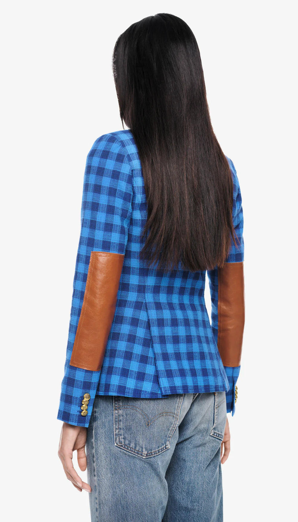 Patch Pocket Duchess With Elbow Patch - Blue Check w/ Whiskey