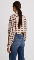 V-Necktie Blouse - Blush Medallion