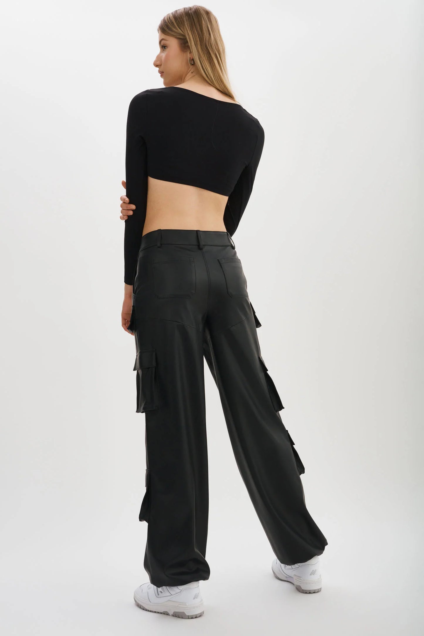 Bobbi Faux Leather Cargo Pant - Black