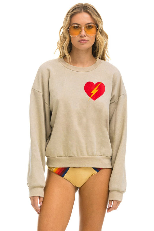 Bolt Heart Relaxed Crew Sweatshirt - Sand