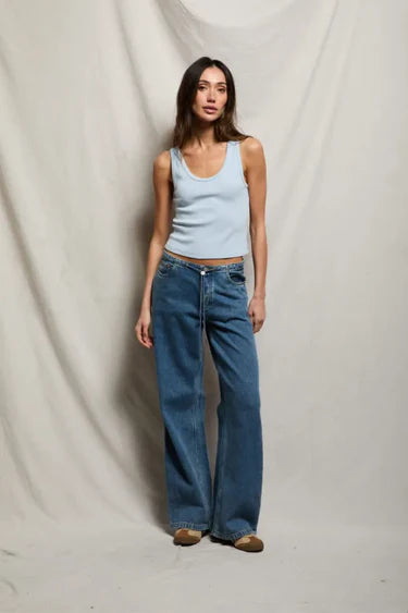 Blondie Rib Bra Friendly Tank - Powder Blue