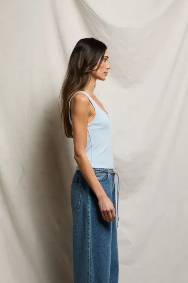 Blondie Rib Bra Friendly Tank - Powder Blue