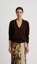 Boyfriend V-Neck Sweater - Tobacco