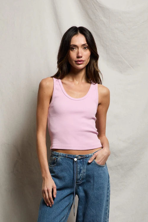 Blondie Rib Bra Friendly Tank - Sugar Pink