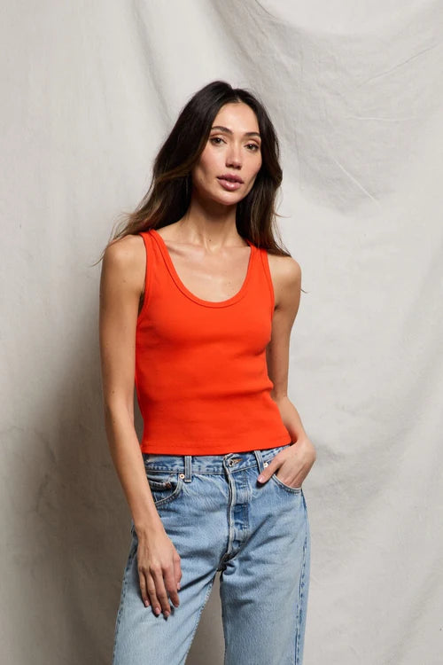 Blondie Rib Bra Friendly Tank - Tomato
