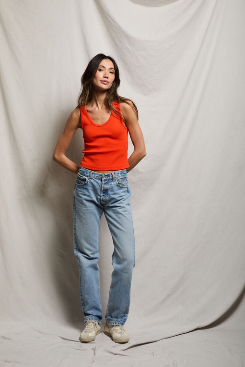 Blondie Rib Bra Friendly Tank - Tomato