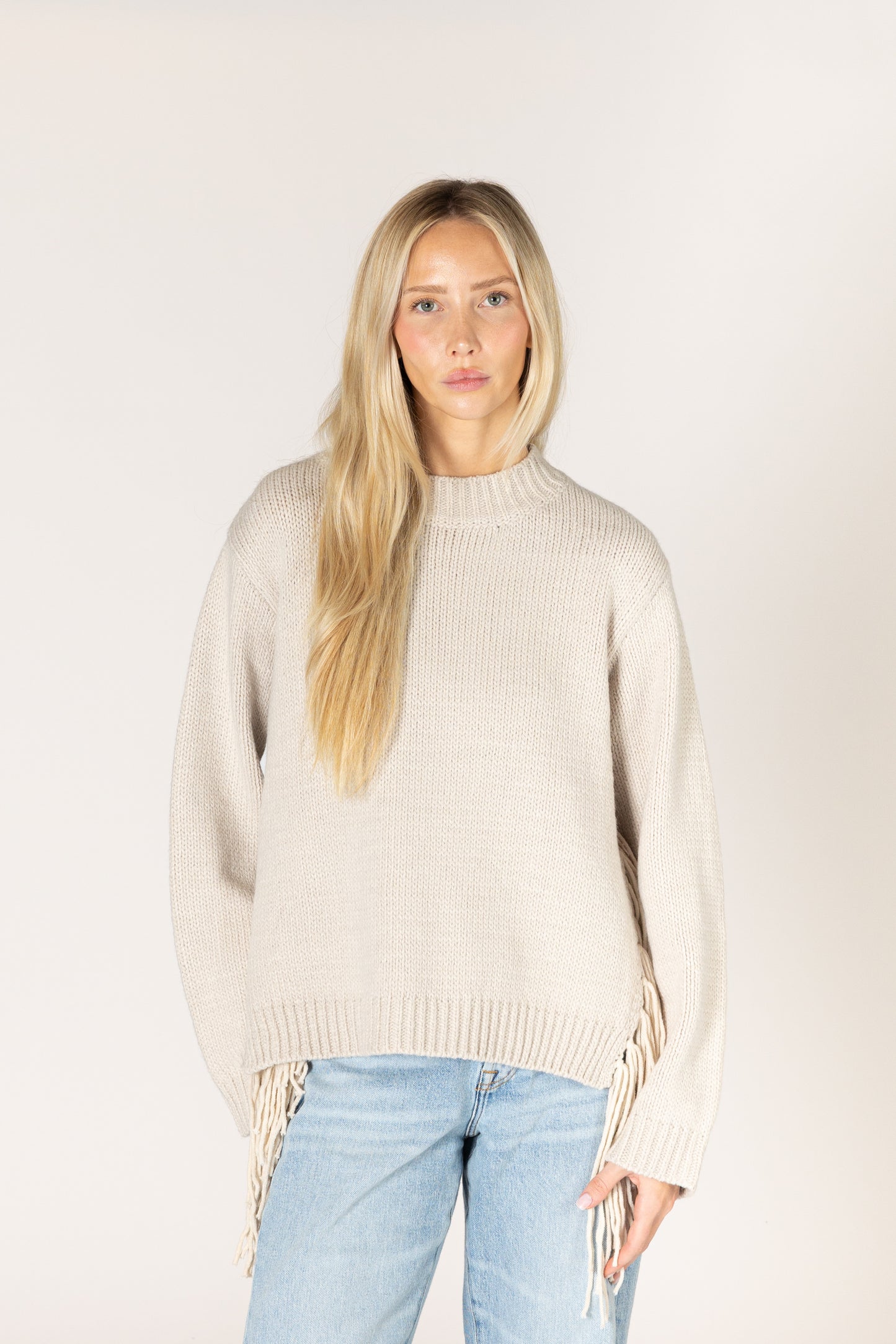 Buck Novelty Tassel Sweater - Bone