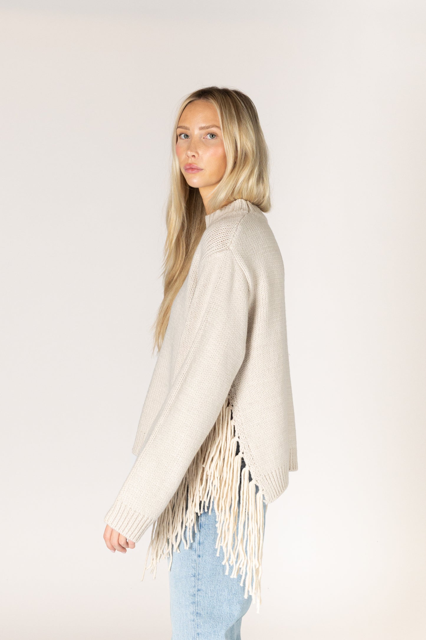 Buck Novelty Tassel Sweater - Bone