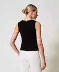 Knit Top with Decorative Buttons - Black