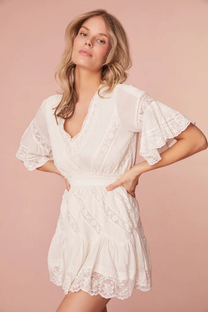 Calamina Lace Mini Dress - Bright White