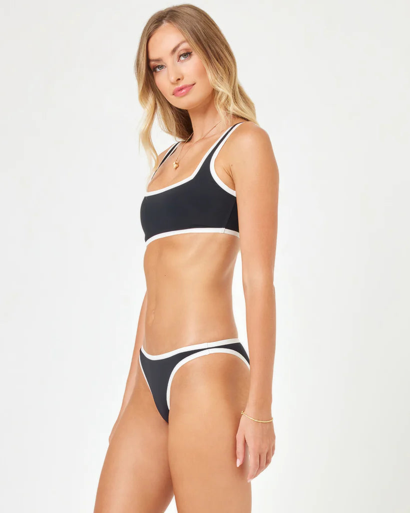 Seam-Free Color Block Camacho Bikini Bottom - Black/Cream