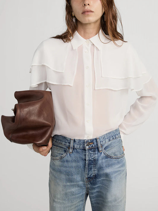 The Silk Cape Blouse - Cream