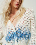 Mesh Cardigan with Floral Print - Ivory Toile de Jouy / Blue Calcedonie Print