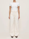 Casie Relaxed Wide Leg Mid Rise 31" Jeans - Crema