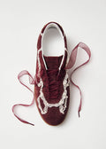 Crochet Burgundy Leather Sneakers