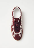 Crochet Burgundy Leather Sneakers