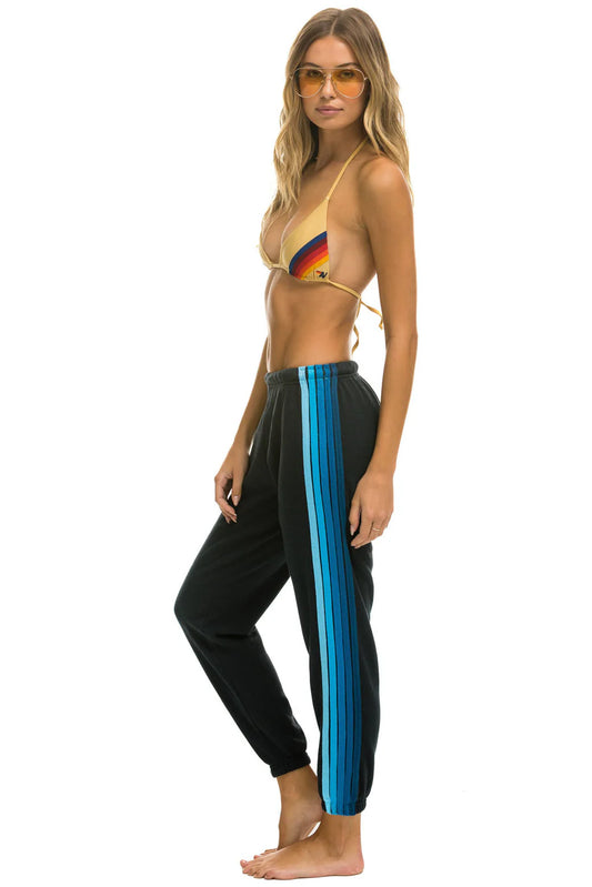 5 Stripe Sweatpants - Charcoal / Blue