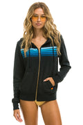5 Stripe Hoodie - Charcoal / Blue