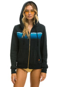 5 Stripe Hoodie - Charcoal / Blue