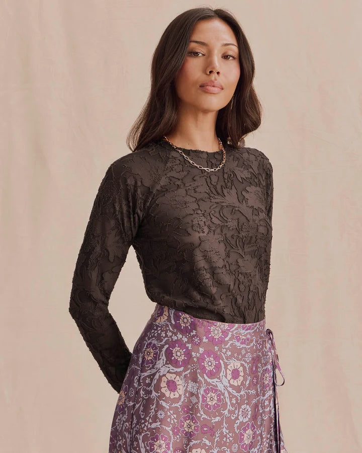 Cecelia Floral Long Sleeve Tee - Java