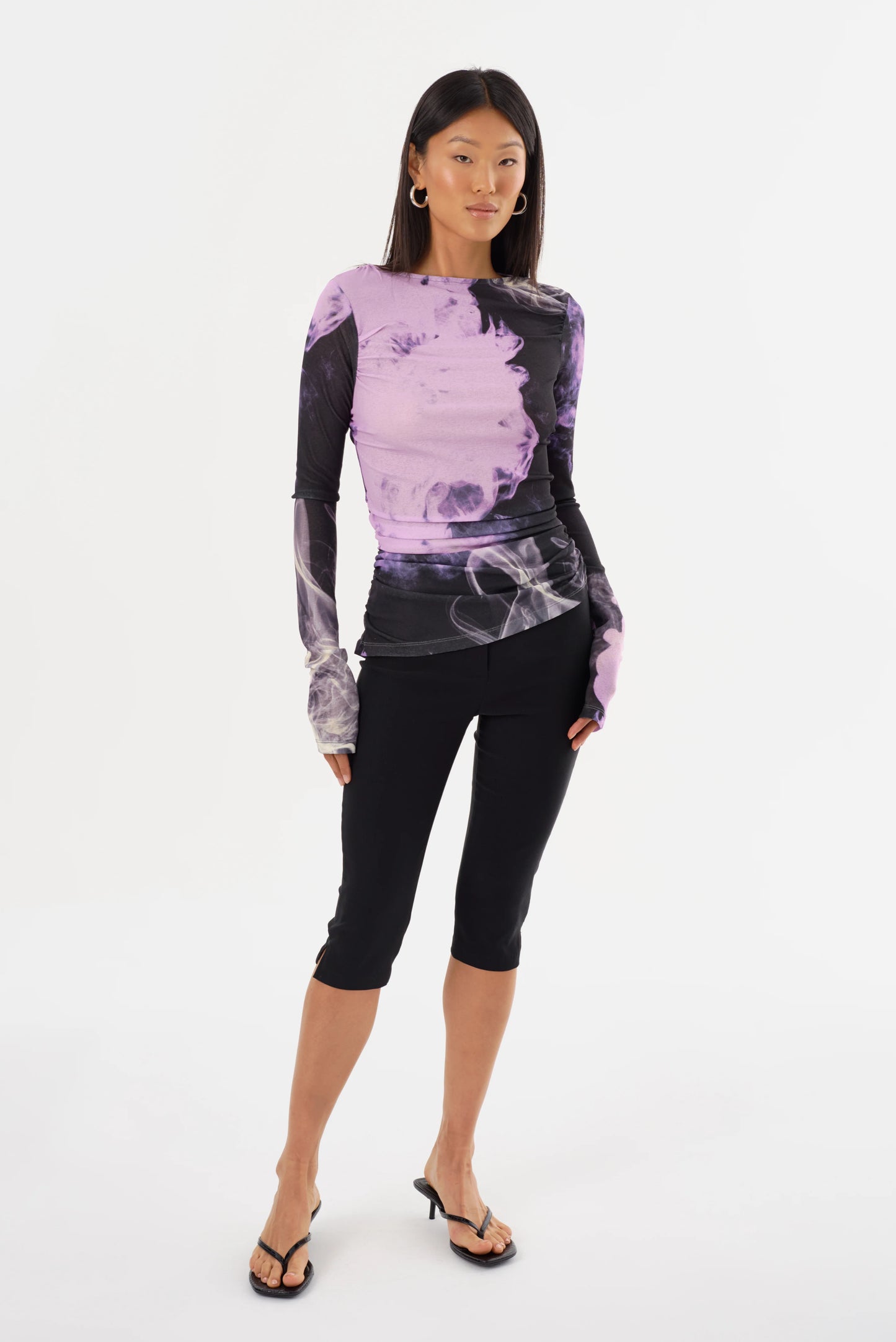 Celina Printed Long Sleeve Top - Lavender Haze