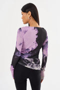 Celina Printed Long Sleeve Top - Lavender Haze