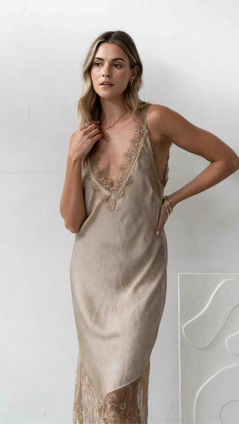 Solange Slip Dress - Sand