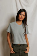 Cher Ringspun Cotton Crew Tee - Heather Grey