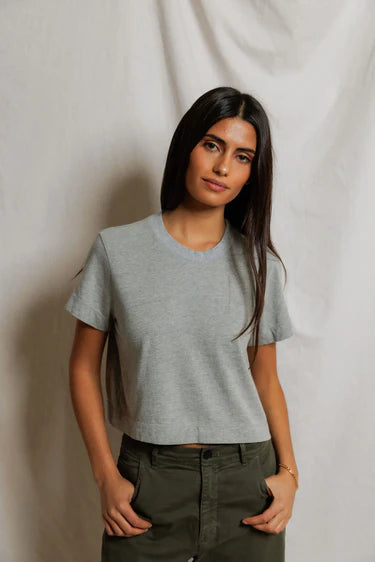Cher Ringspun Cotton Crew Tee - Heather Grey