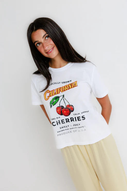 Cherry Everyday Tee - White