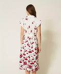 Poplin Midi Dress - White/Red Cherries Degradè