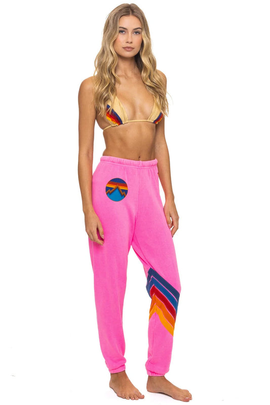 All Seasons Circle Chevron Sweatpants - Neon Pink