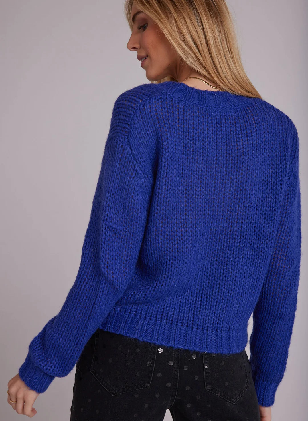 V-Neck Chunky Sweater - Bright Sapphire