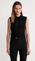 Club Collar Crochet Tank - Black
