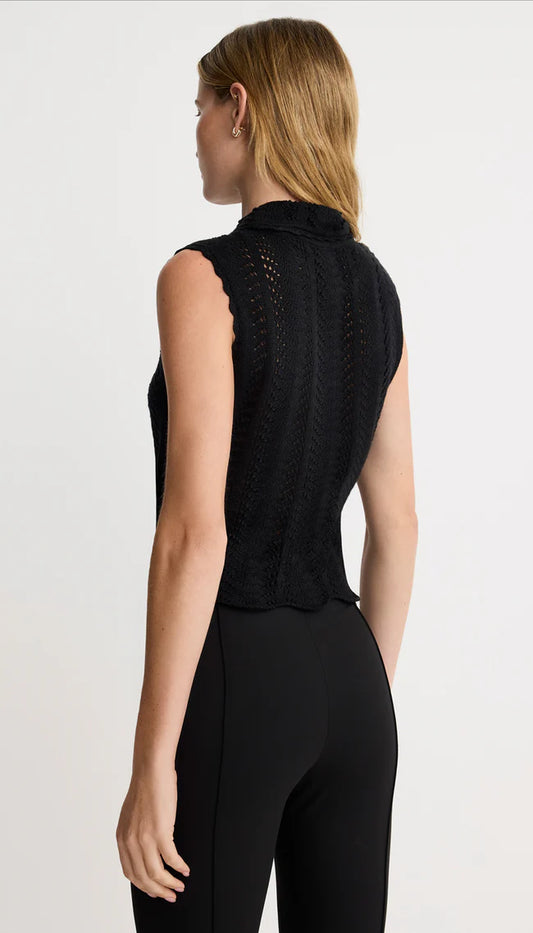 Club Collar Crochet Tank - Black