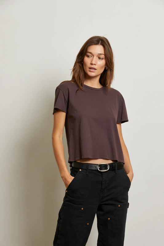 Harley Crispy Lightweight Cotton Boxy Crew Tee - Cocoa