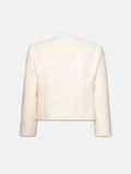Collarless Button Front Jacket - Cream