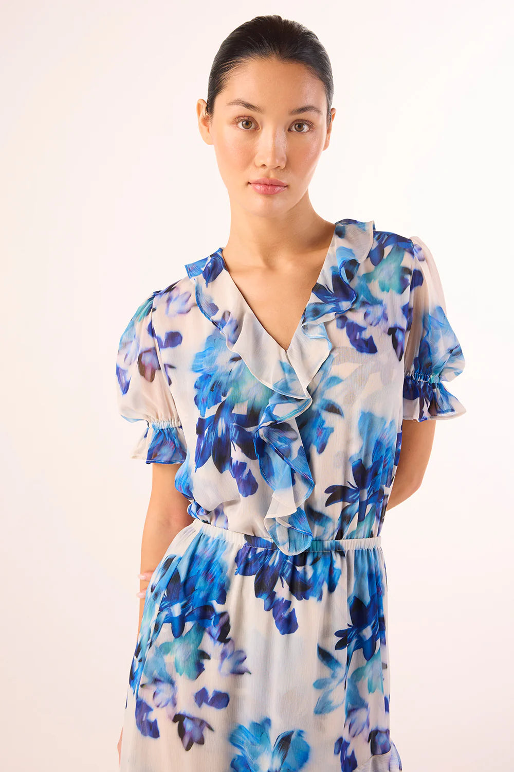 Connie Top - Blurred Bouquet Chiffon
