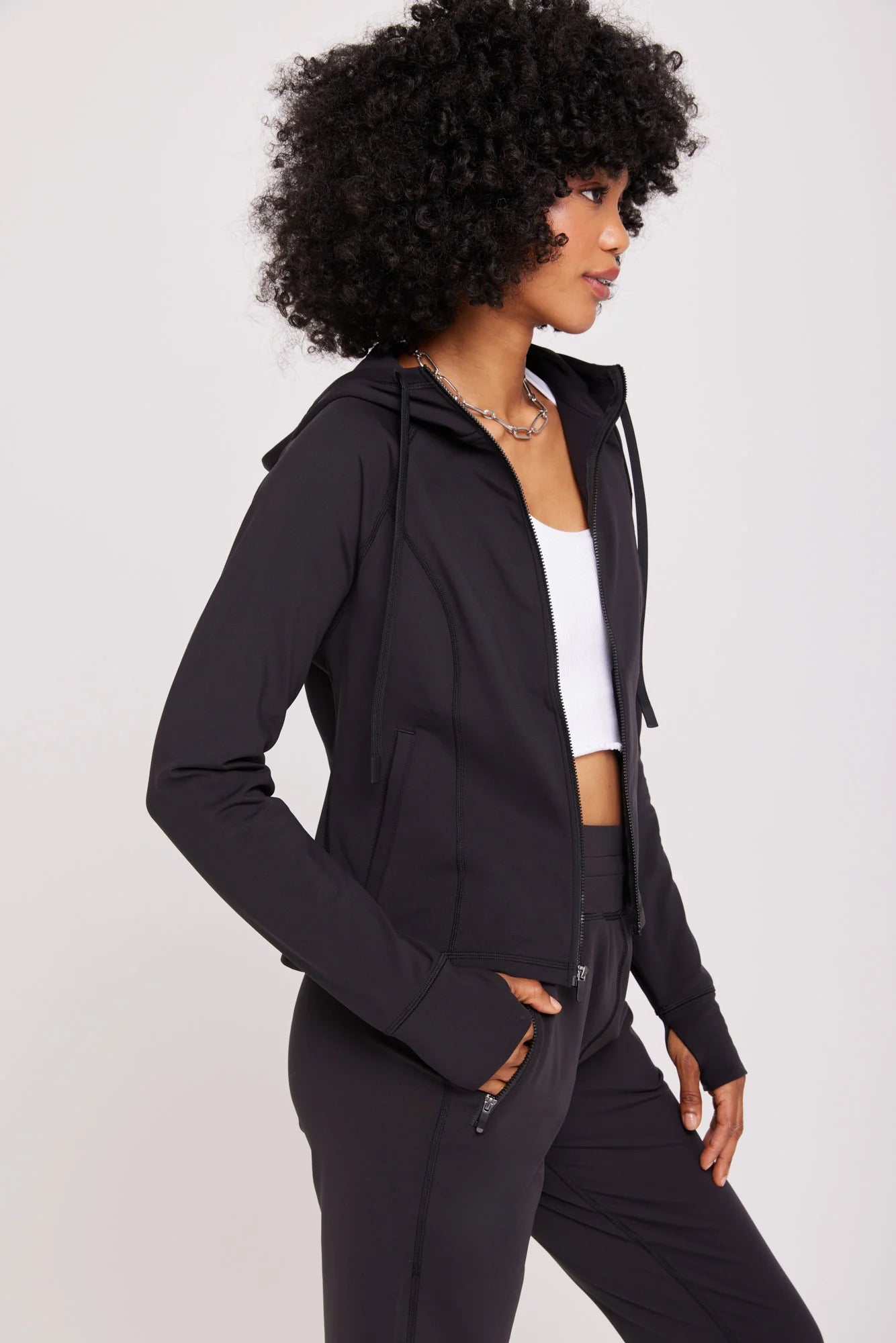 Warm Core Zip Hood Jacket - Black