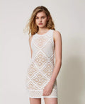 Short Floral Crochet Dress - White Snow