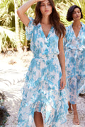 Dakota Dress - Turquoise Flora Chiffon