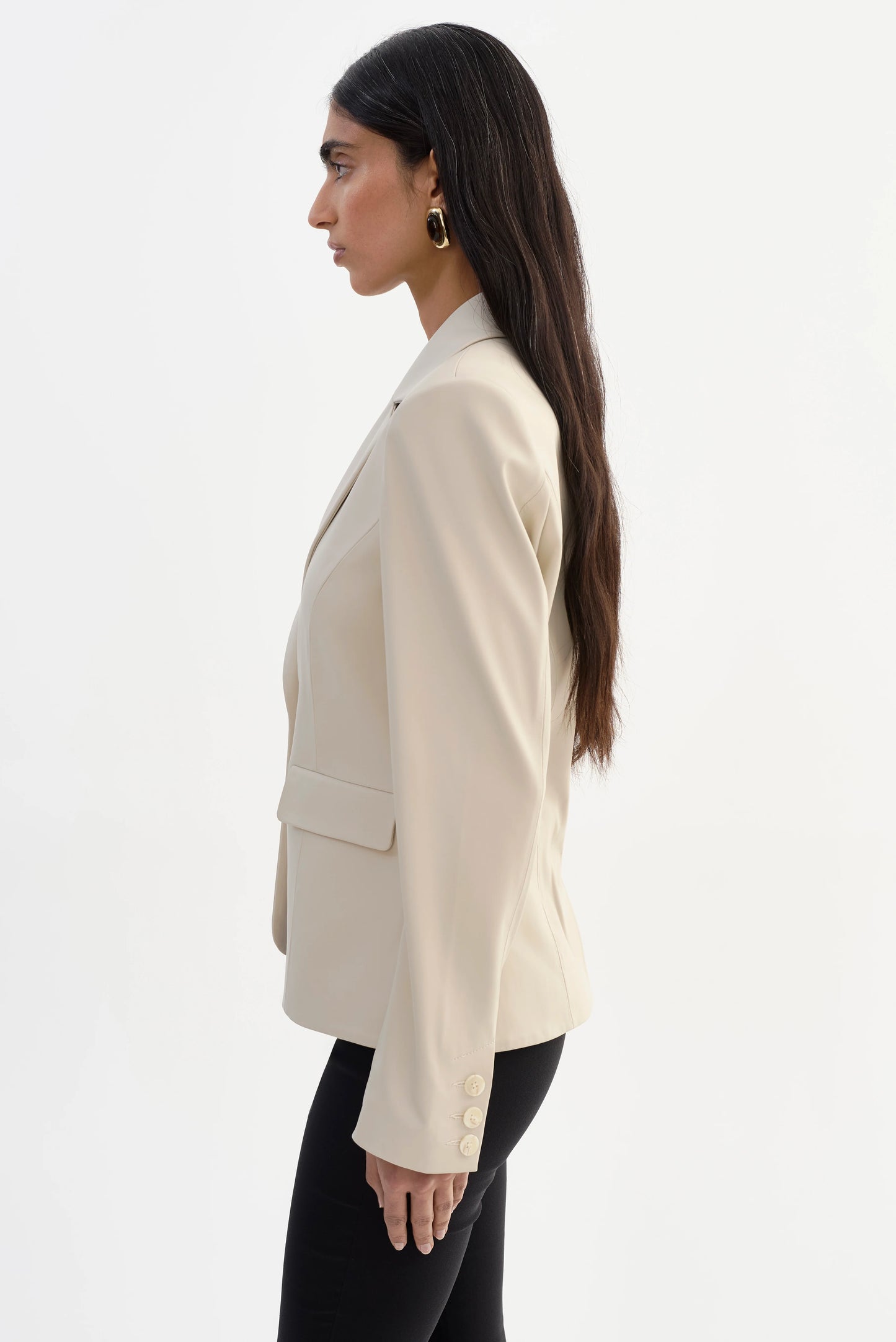 Davie Faux Leather Blazer - Bone