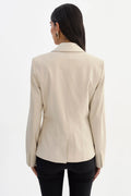Davie Faux Leather Blazer - Bone